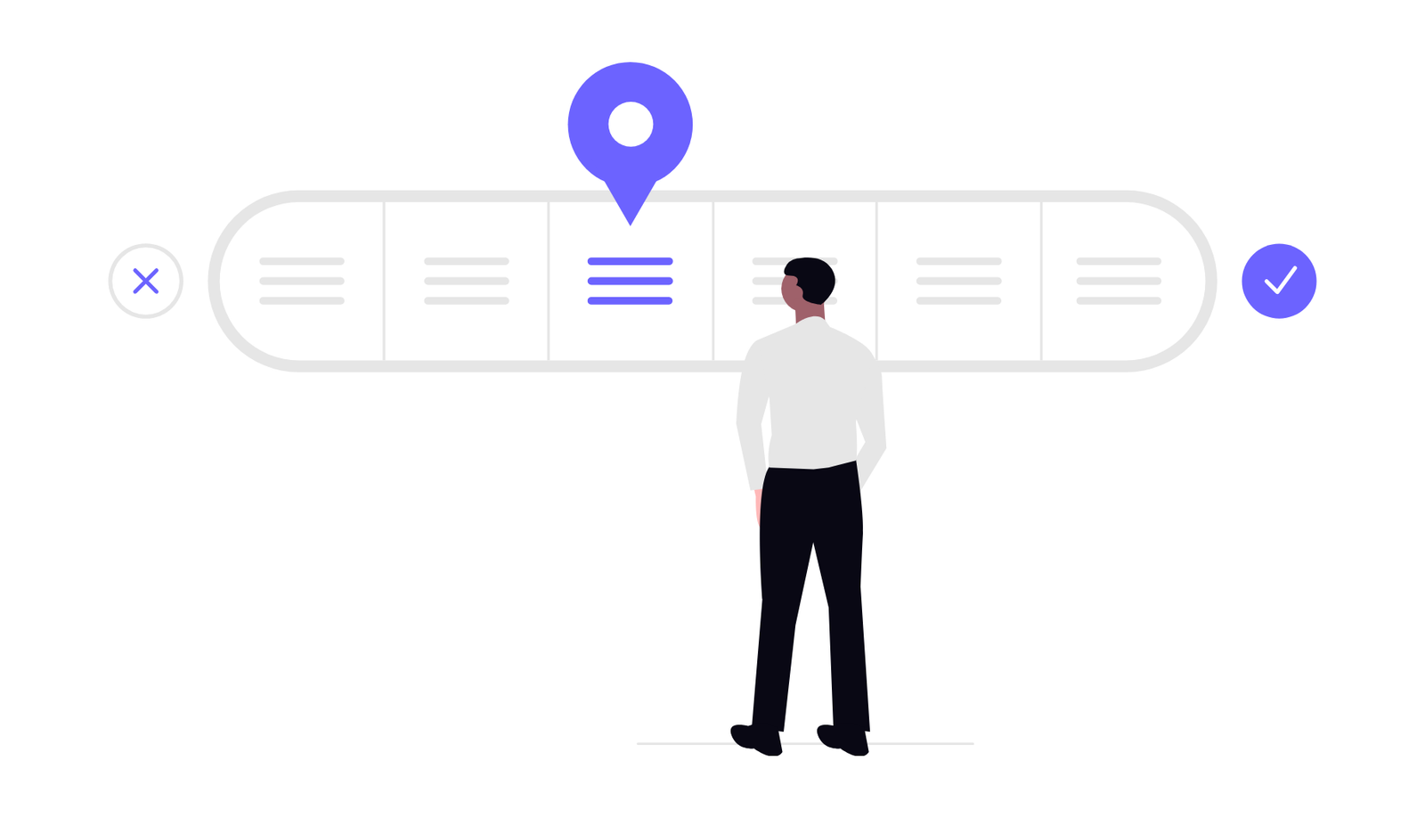 Flat Design Man Interacting With Process Bar For Option Selection