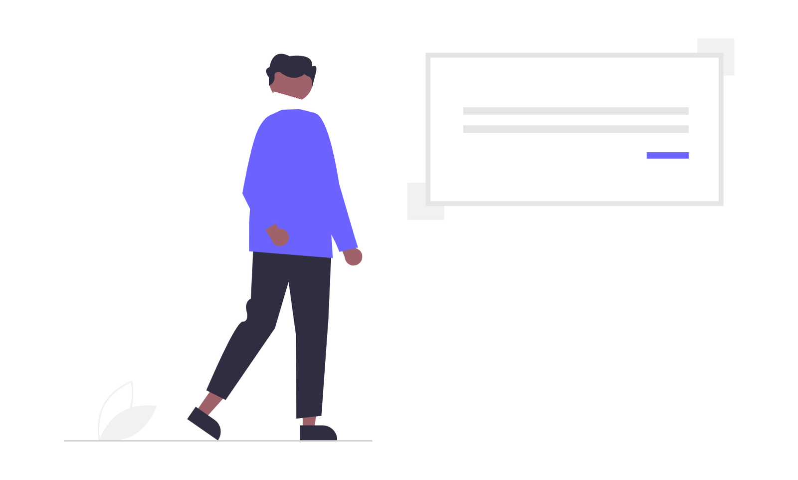 Flat Design Man Viewing Digital Information Message Box