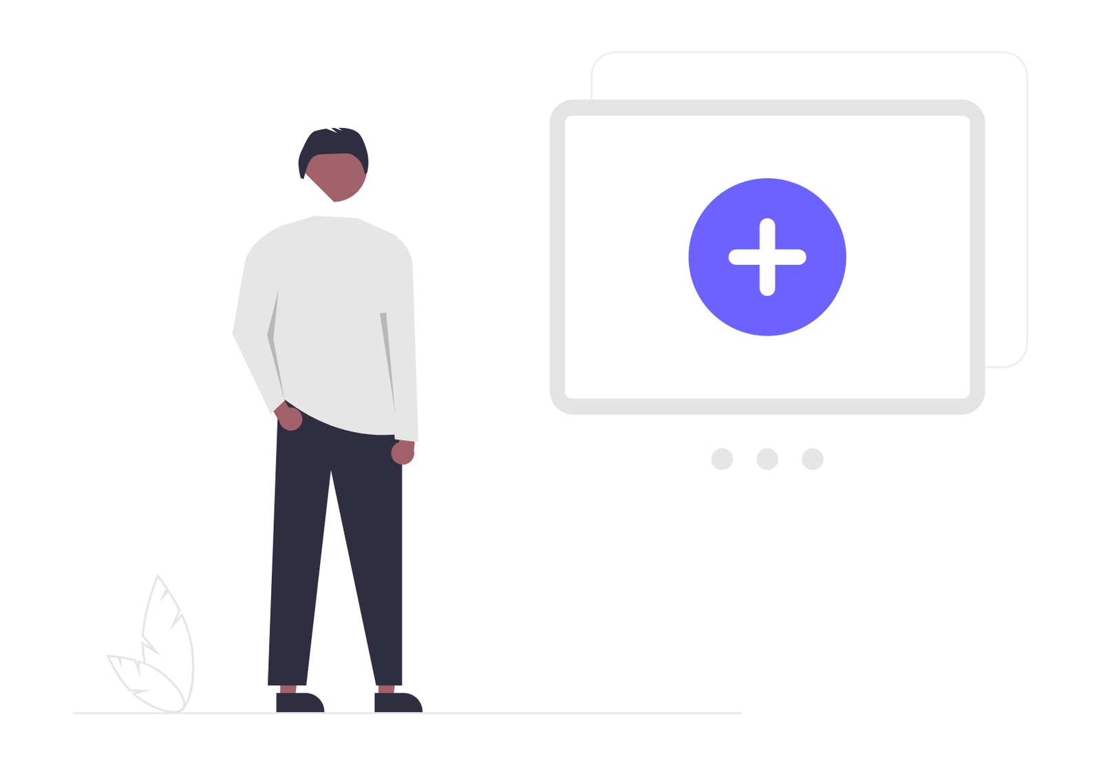 Flat Design Man With Add New Content Interface