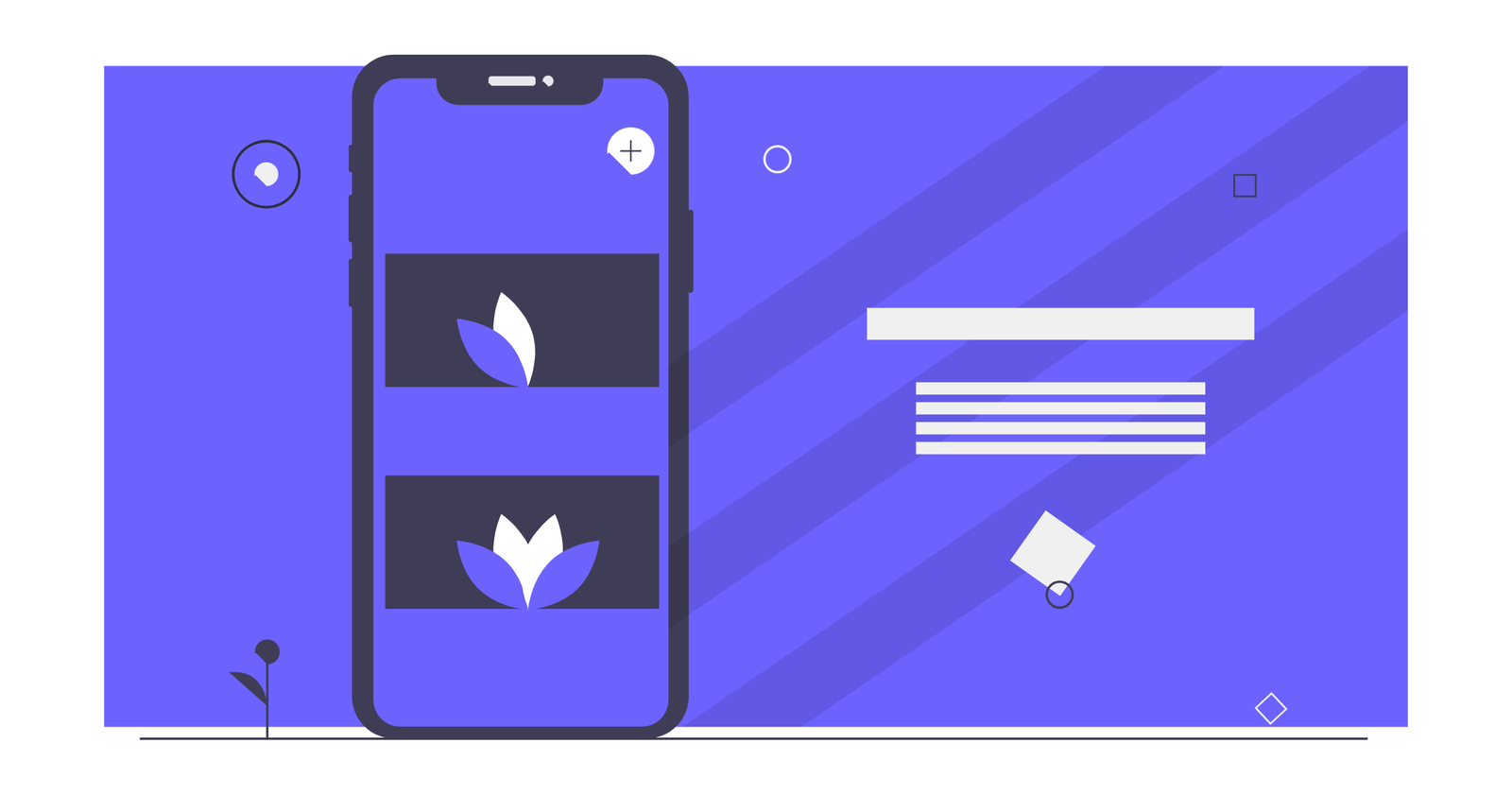 Flat Design Mobile Phone Interface With Abstract Geometric Elements