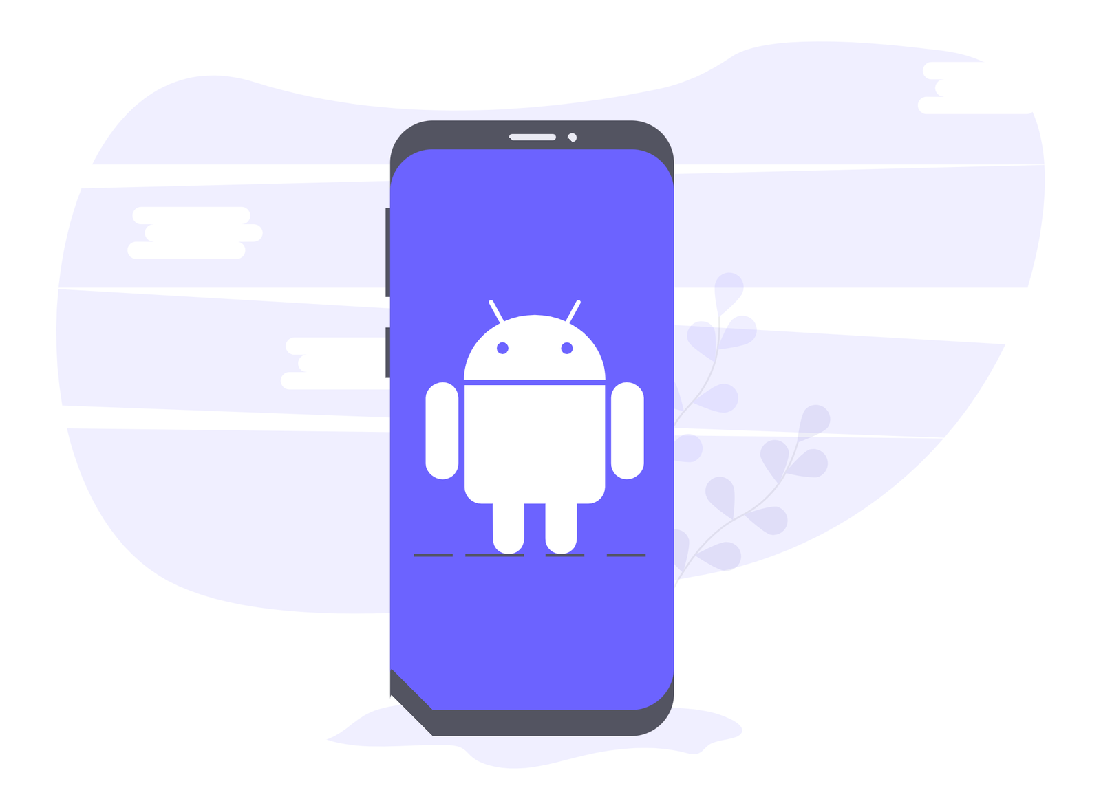 Flat Design Smartphone With Android Logo On Screen Illustration