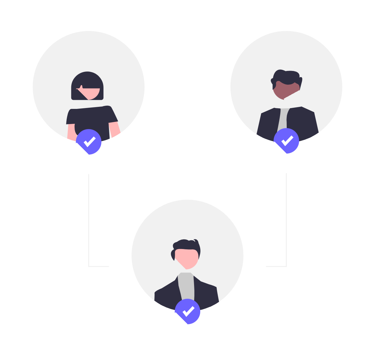 Flat Design User Avatars With Checkmarks For Verification And Connection