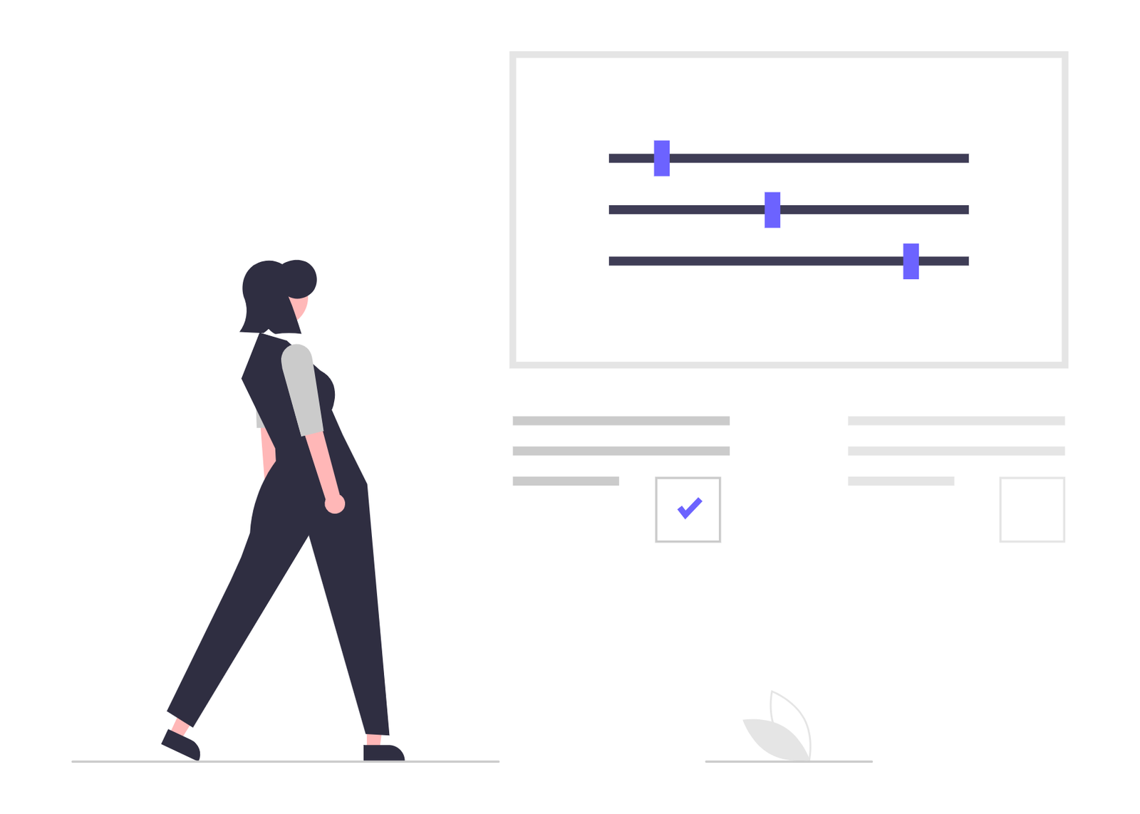 Flat Design Woman Customizing Settings Panel On A Digital Interface