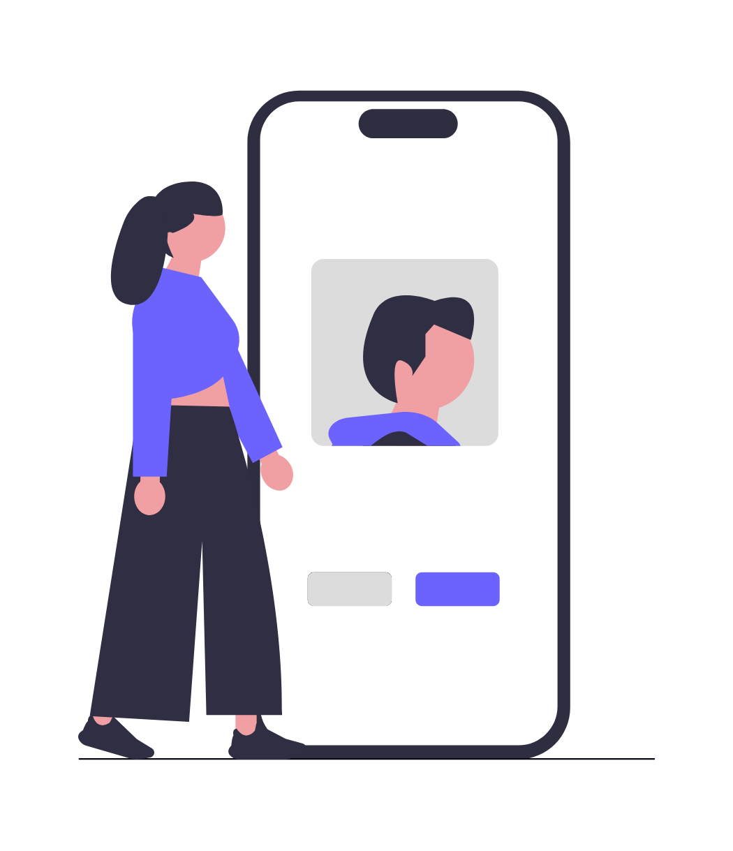 Flat Design Woman Engages With Smartphone Profile Interface Illustration