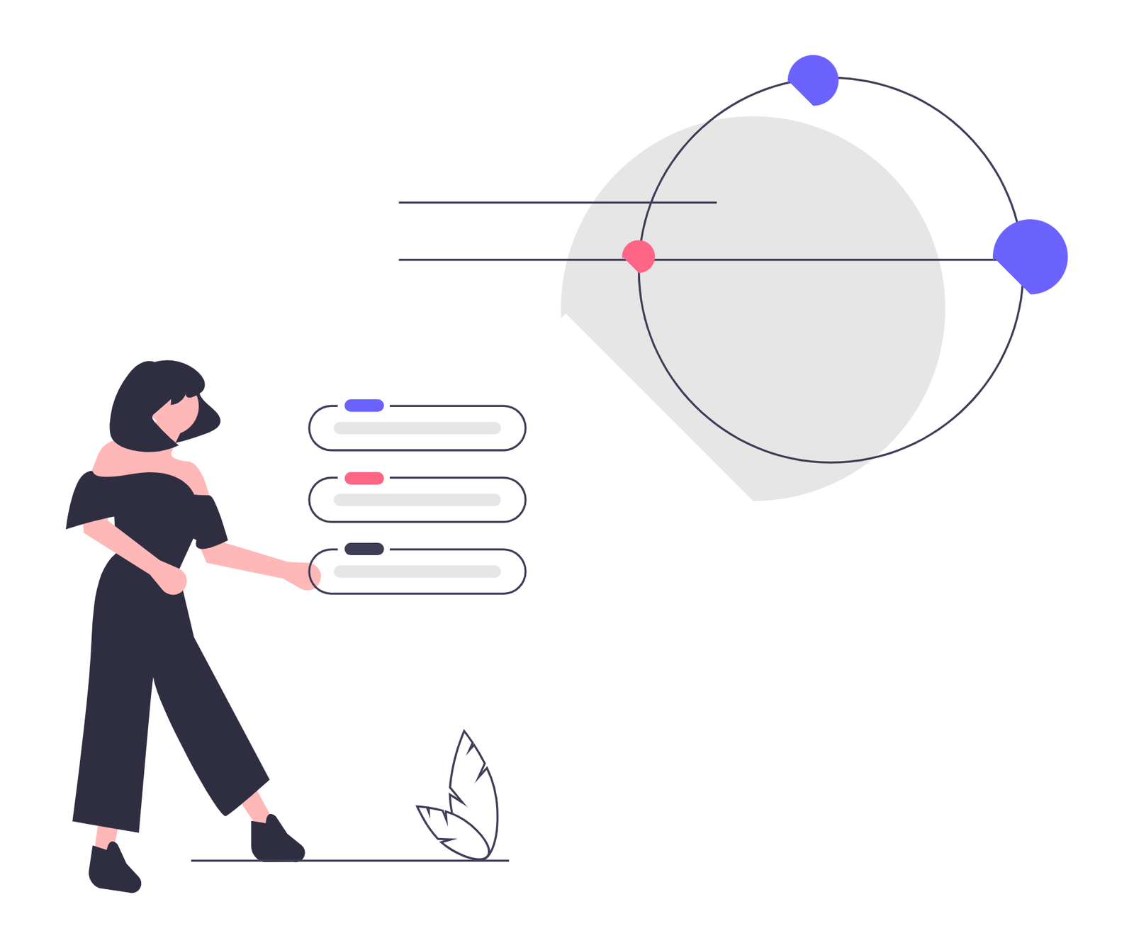 Flat Design Woman Interacting With Abstract Data And Settings Interface