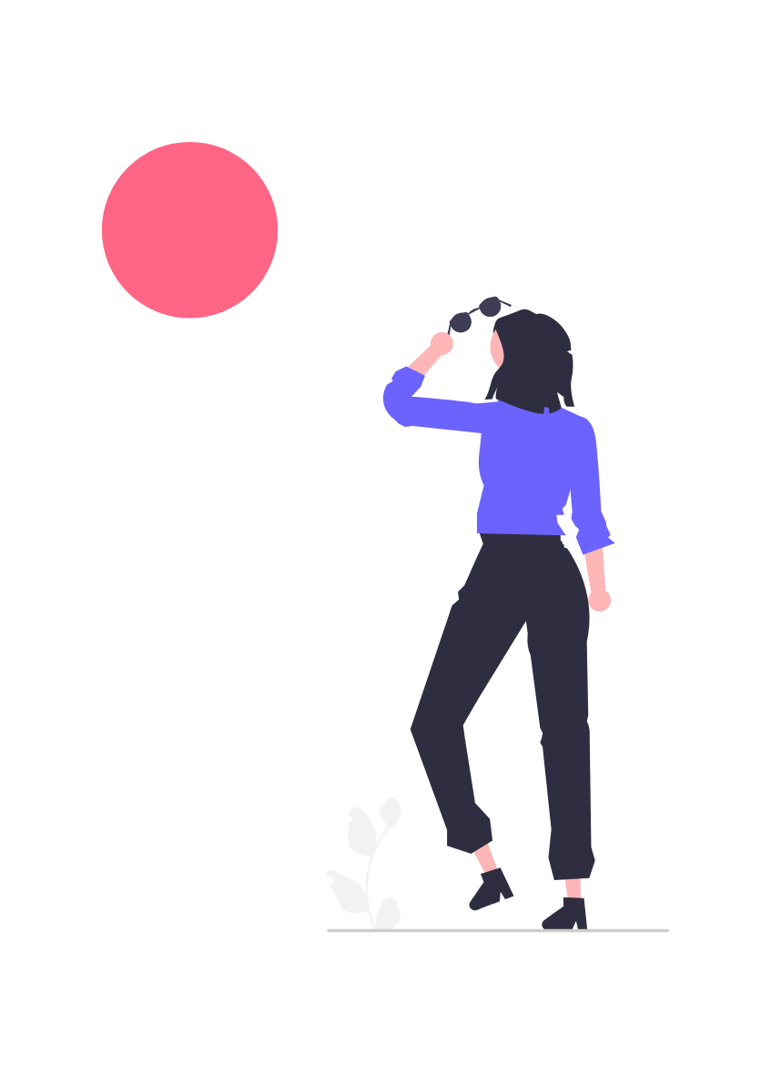Flat Design Woman Looking Up With Sunglasses At Abstract Circle