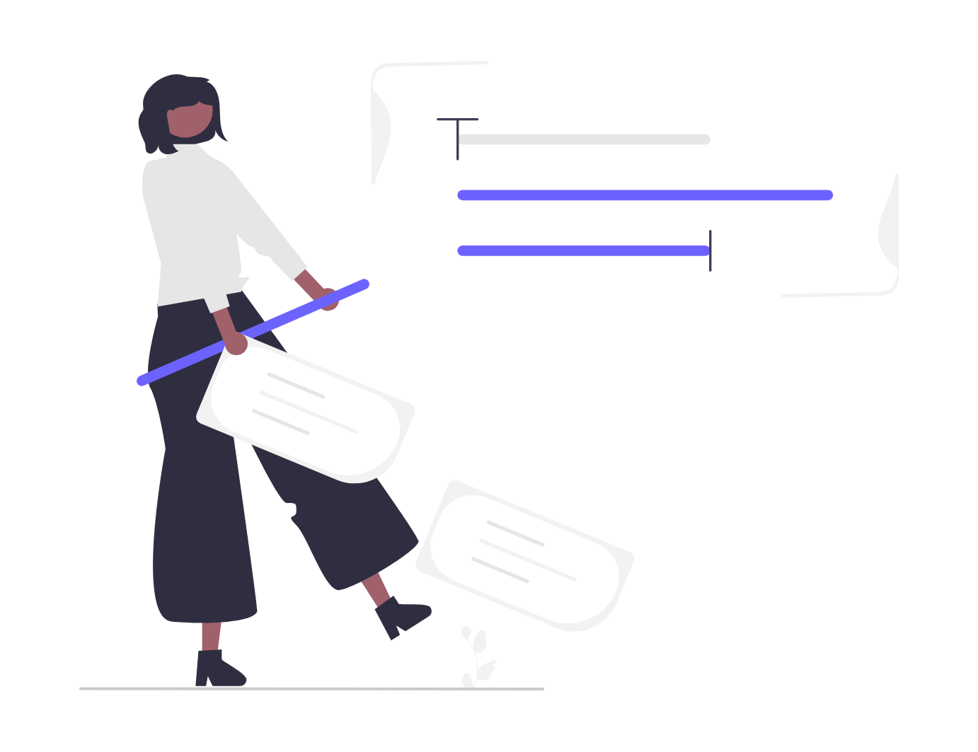 Flat Design Woman Organizing Text Content Elements Illustration