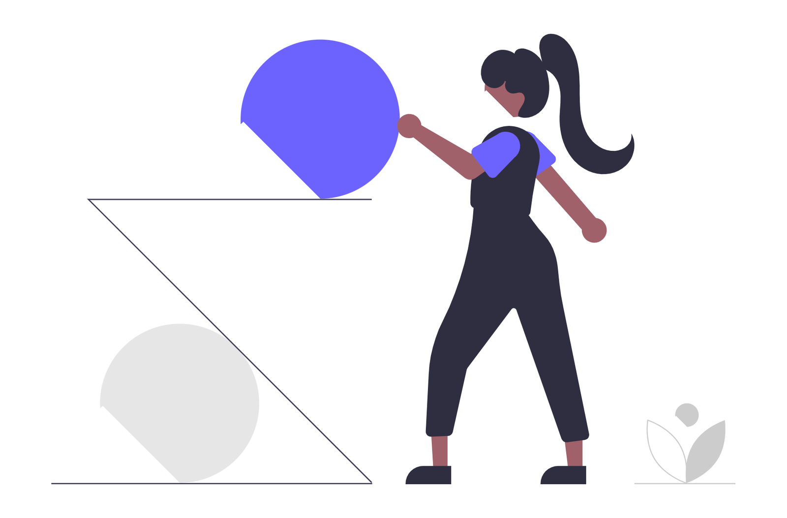 Flat Design Woman Pushing Challenge Up Incline Concept