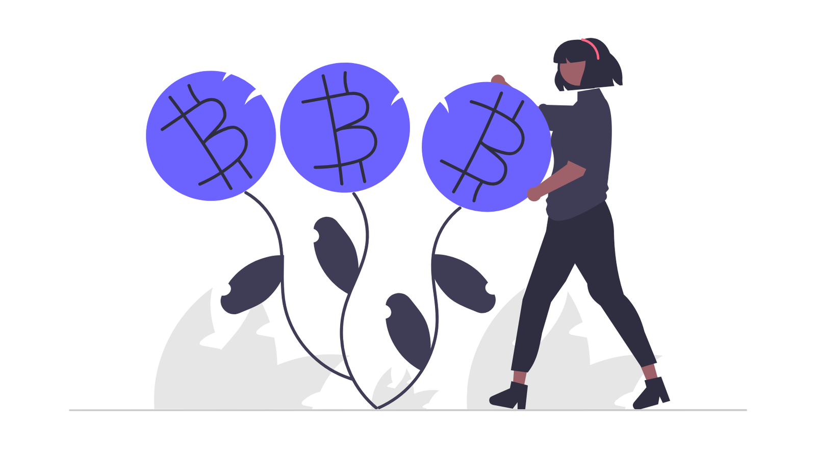 Flat Illustration Of Bitcoin Growth And Cryptocurrency Investment