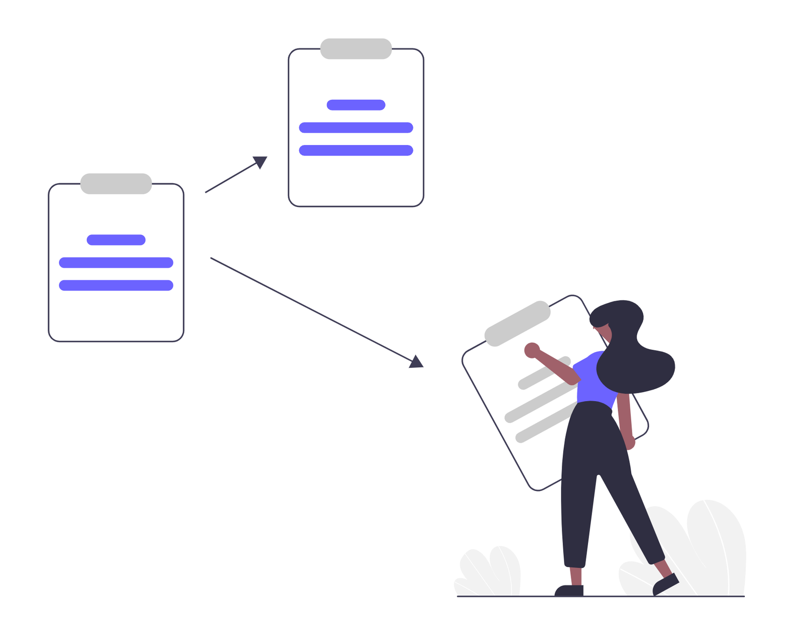 Flat Illustration Of Information Flow And Document Management Workflow
