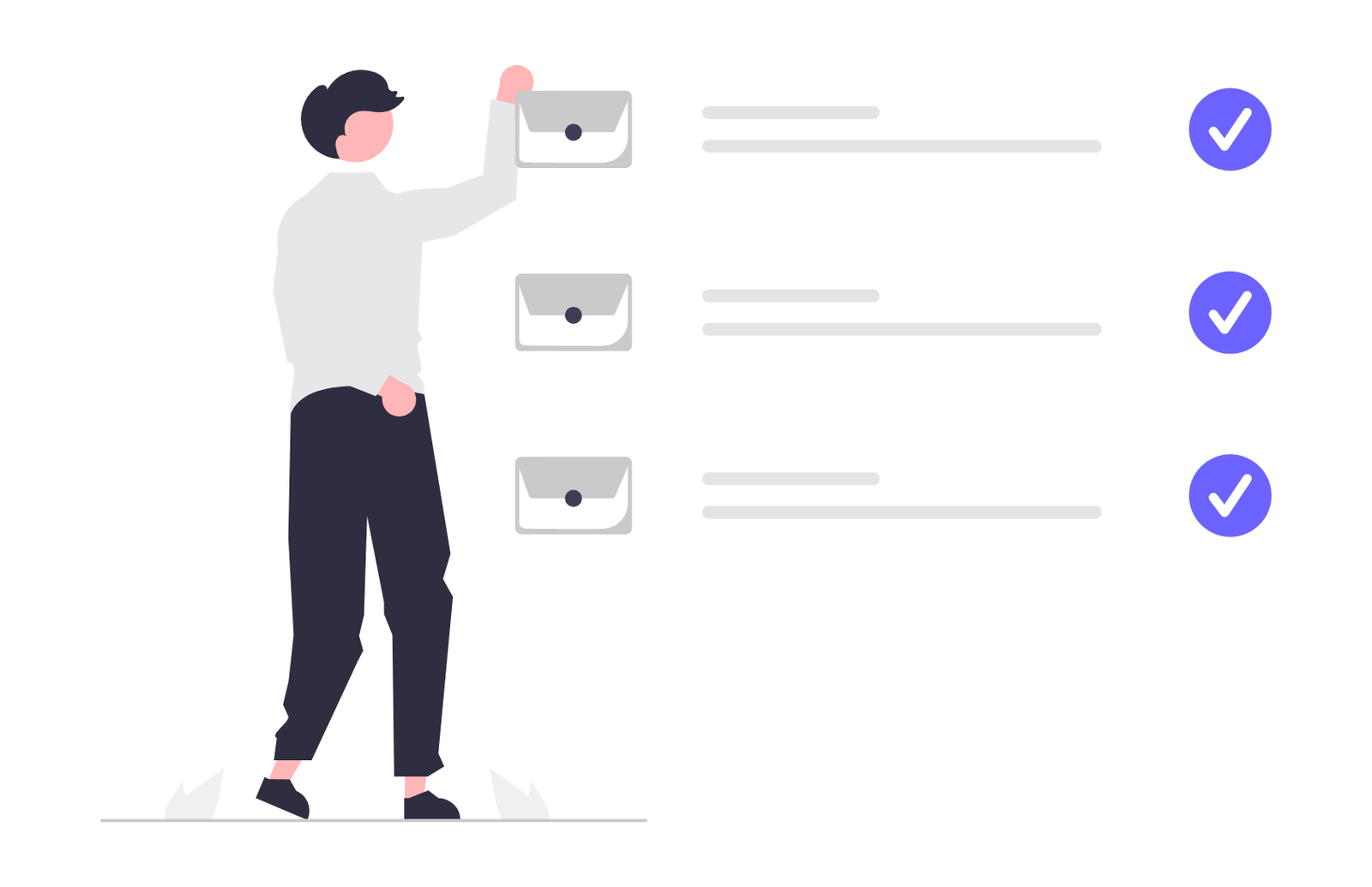 Flat Illustration Of Man Completing Tasks On A Digital Checklist