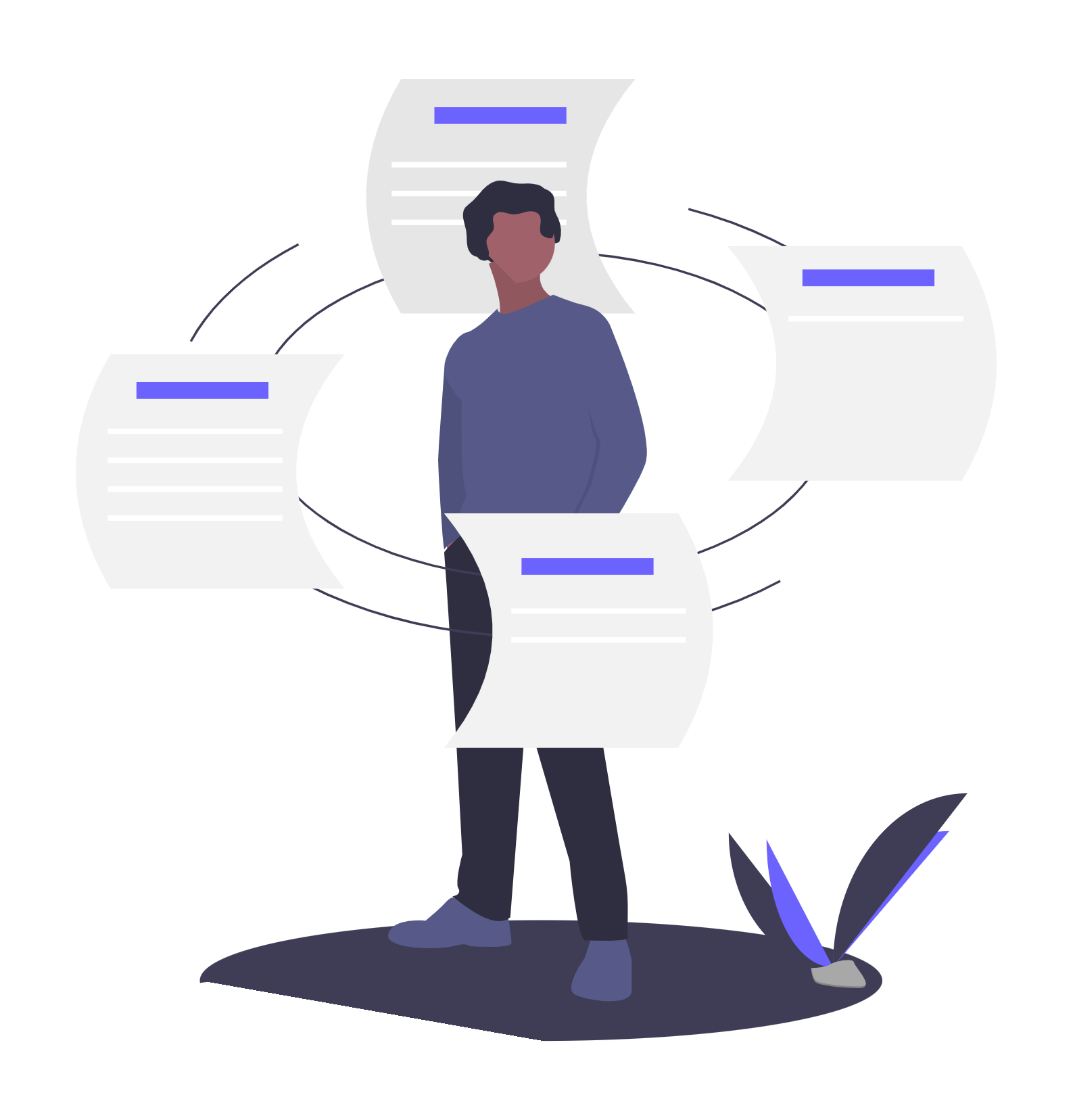 Flat Illustration Of Man Managing Documents And Information Flow