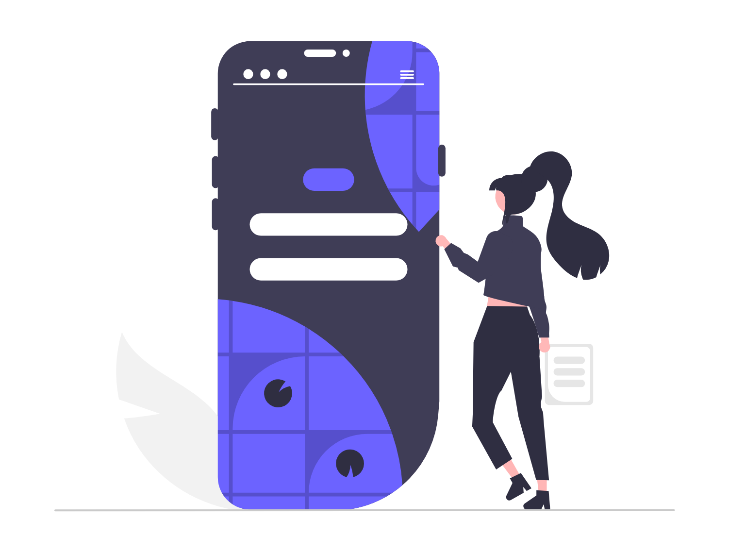 Flat Illustration Of Woman Interacting With Mobile App Interface