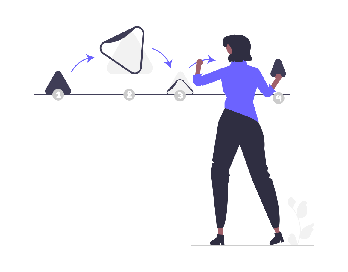 Flat Illustration Of A Woman Guiding Through A Step By Step Process
