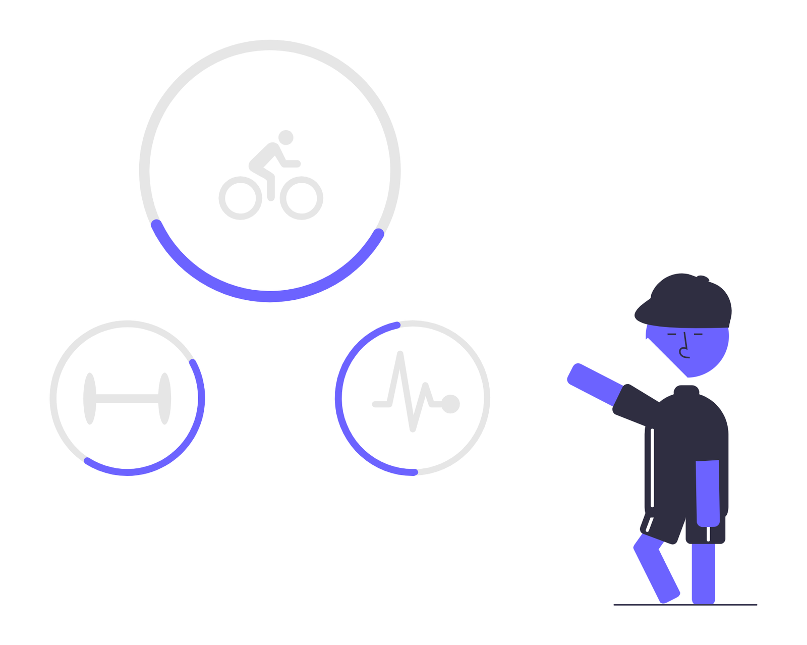 Flat Minimalist Character Tracking Health And Fitness Activity Progress