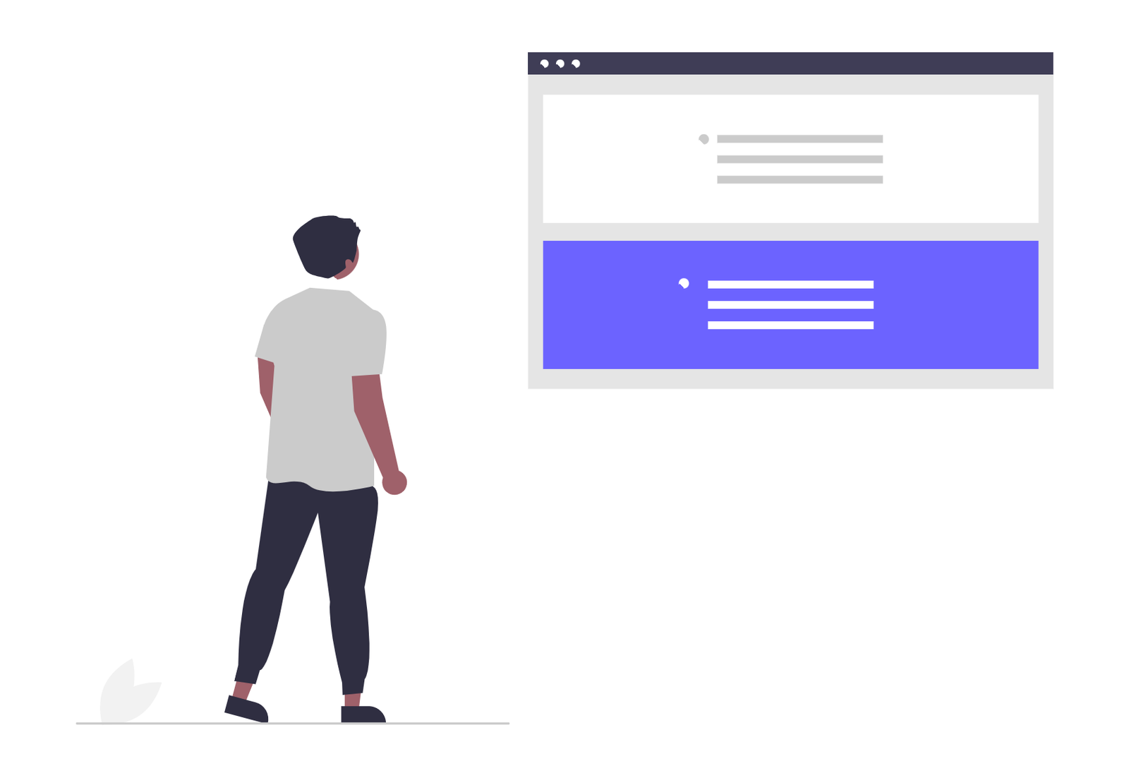 Flat Minimalist Illustration Person Looking At Web Browser Interface