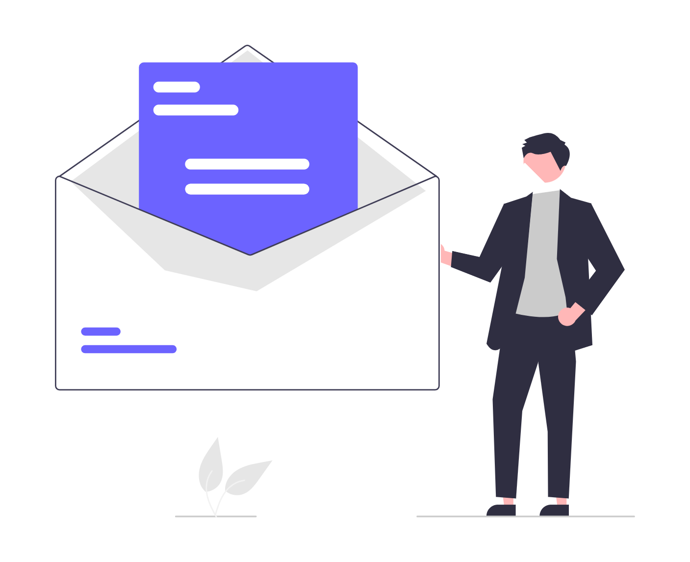 Flat Minimalist Illustration Of Businessman With Email Notification