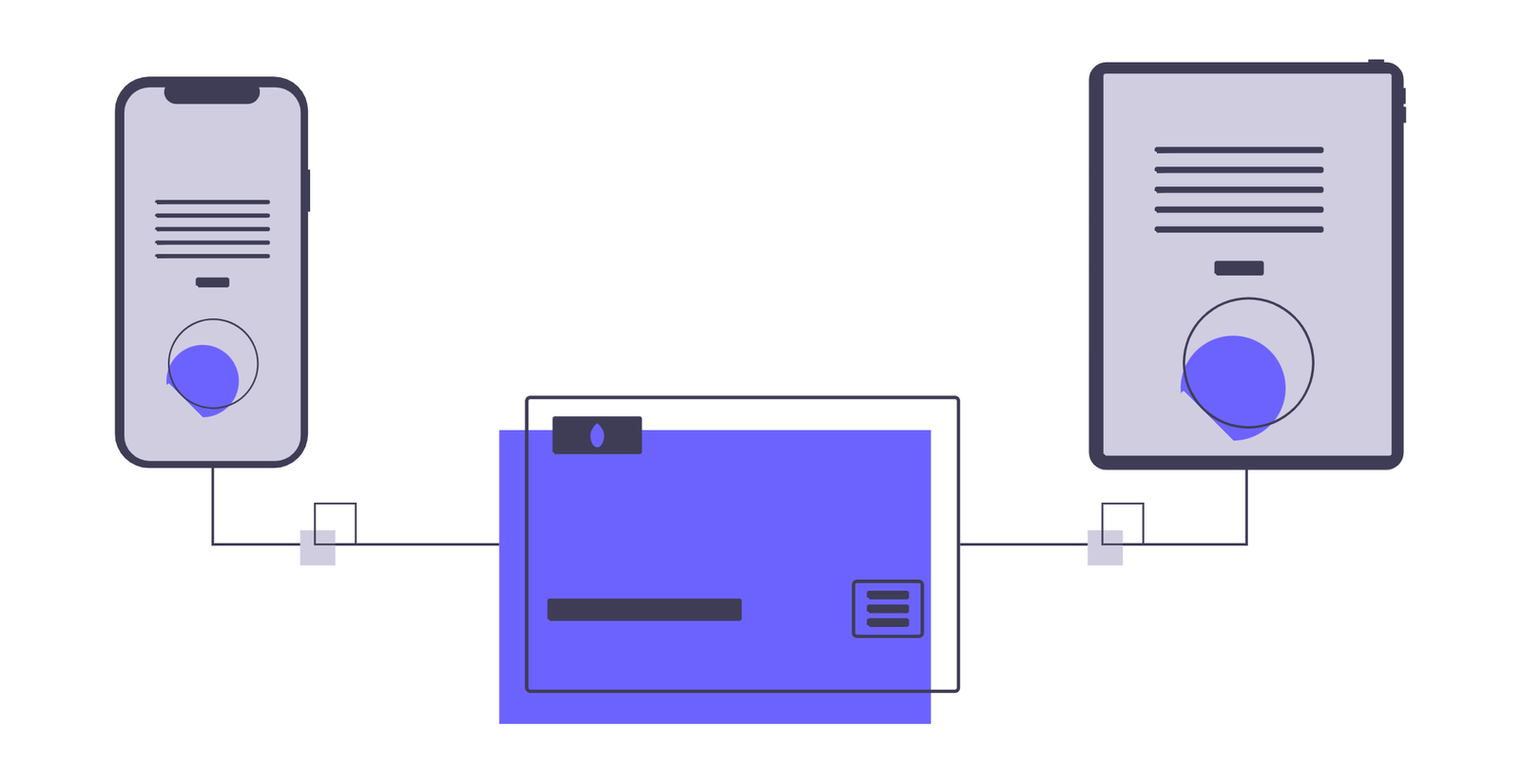 Flat Minimalist Illustration Of Digital Device Connection And Data Transfer