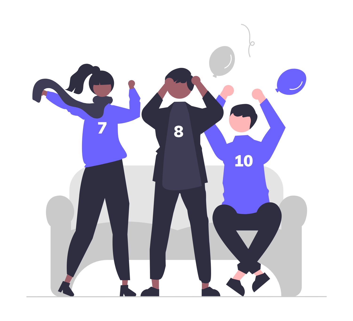 Flat Minimalist Illustration Of Diverse Friends Celebrating Success