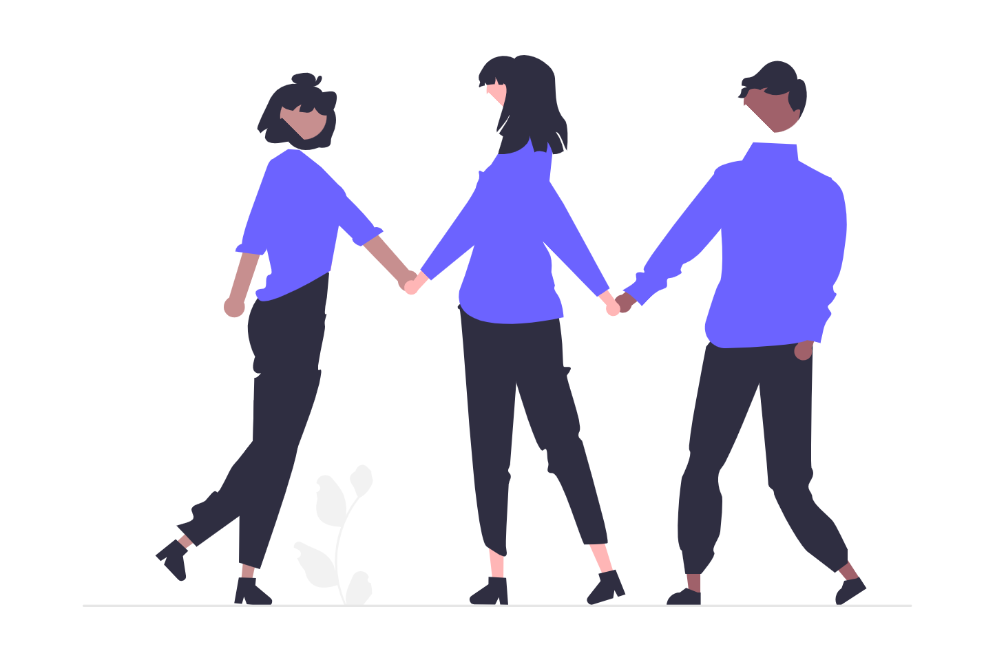 Flat Minimalist Illustration Of Diverse People Holding Hands