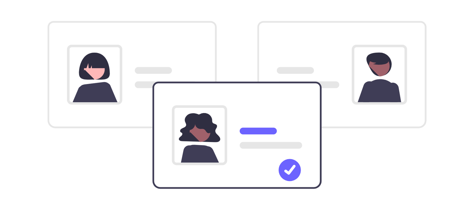 Flat Minimalist Illustration Of Diverse User Profiles And Verification