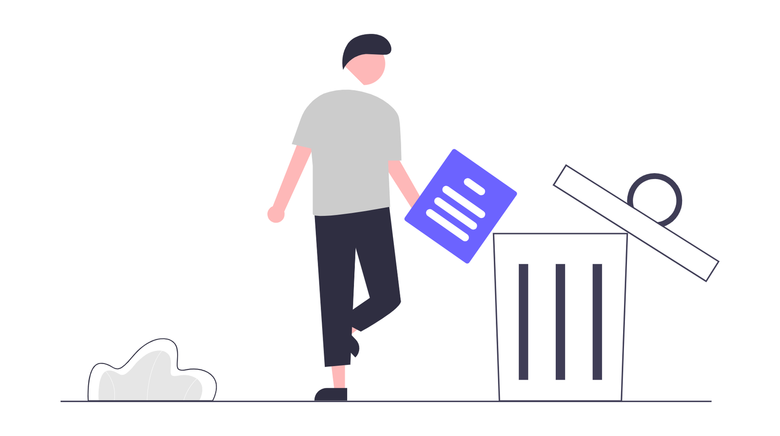 Flat Minimalist Illustration Of Document Disposal And Data Deletion