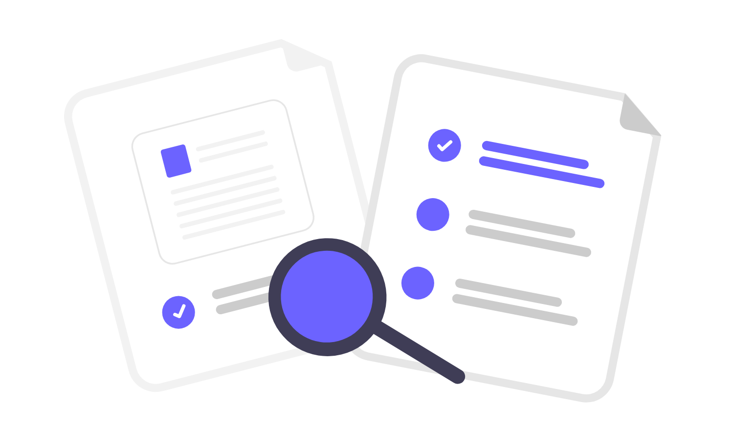 Flat Minimalist Illustration Of Document Search And Data Analysis