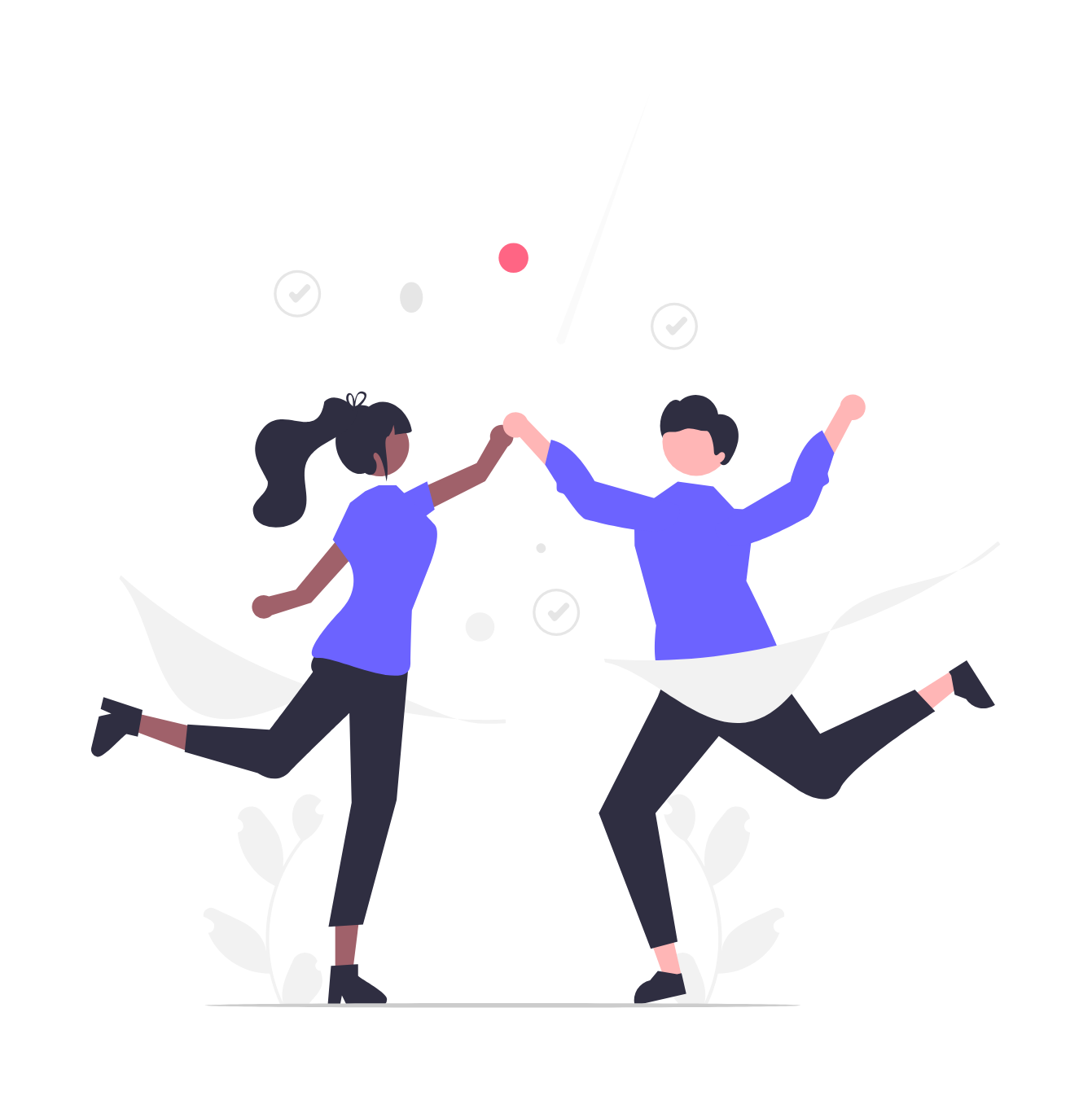 Flat Minimalist Illustration Of Happy Diverse People Celebrating Success
