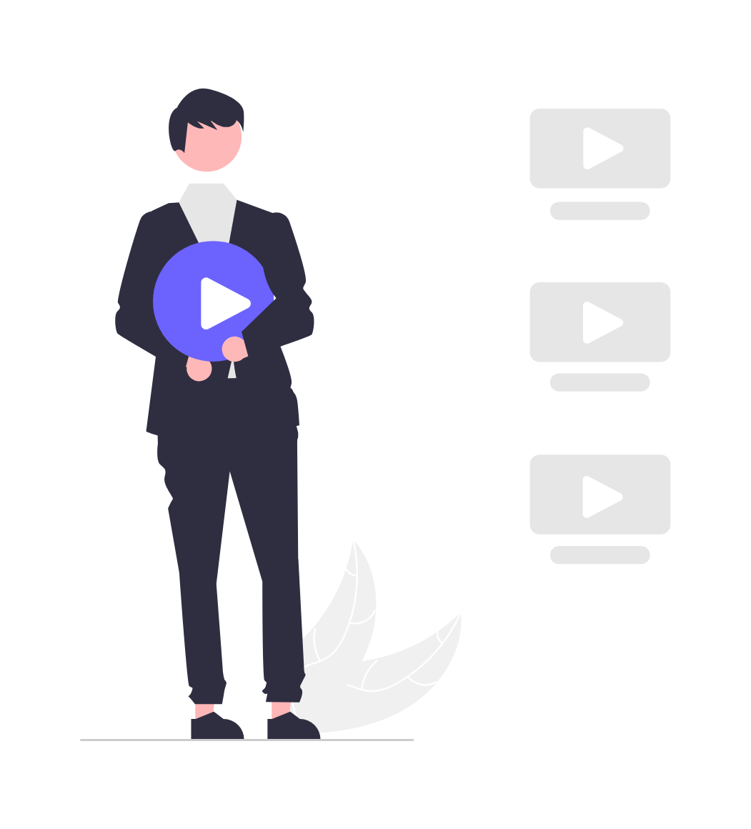 Flat Minimalist Illustration Of Man Holding Play Button For Video Content