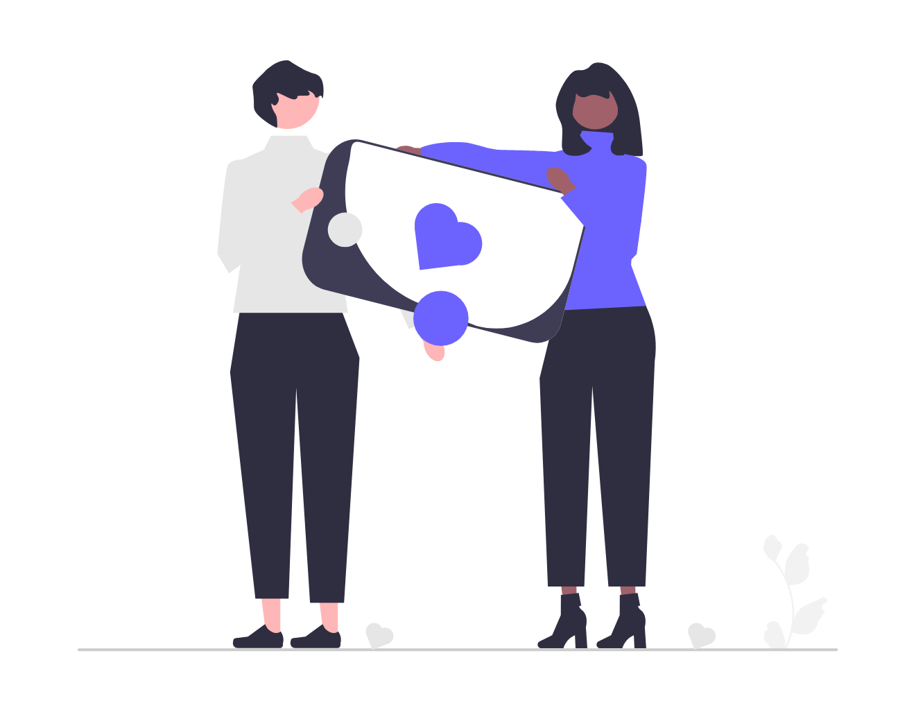 Flat Minimalist Illustration Of People Sharing Social Media