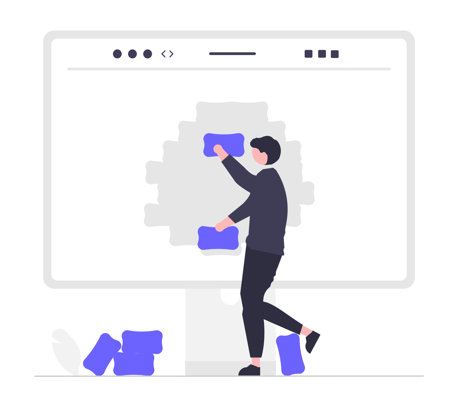 Flat Minimalist Illustration Of Person Building Digital Website Content