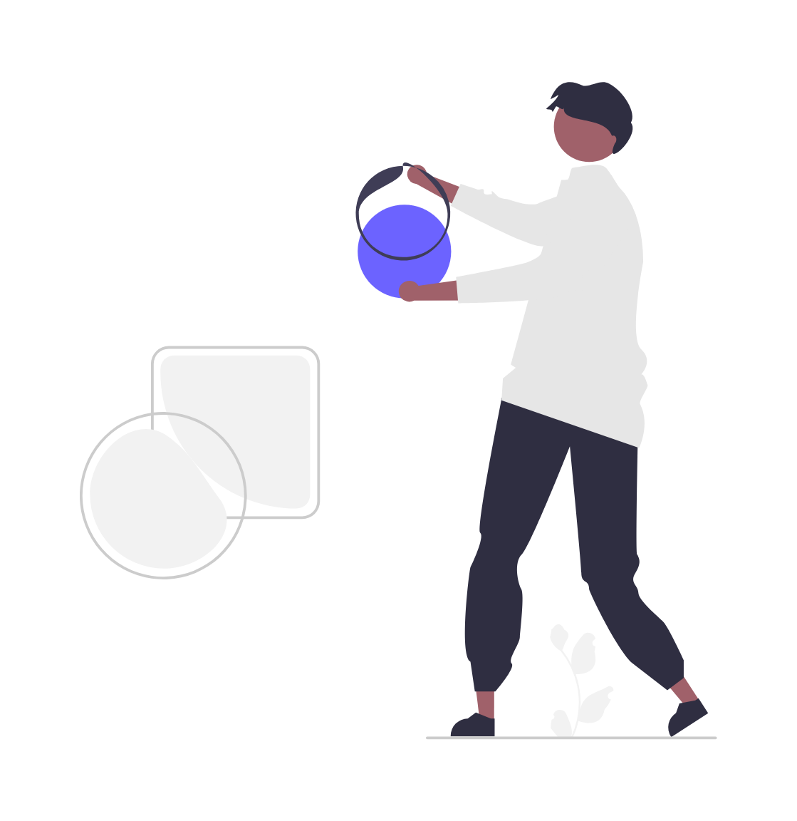Flat Minimalist Illustration Of Person Carrying Data Or Items To Shapes