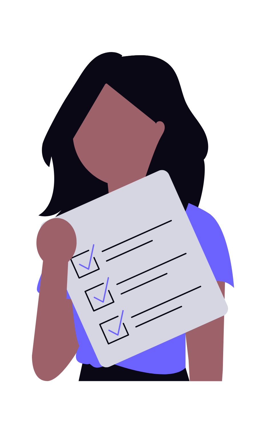 Flat Minimalist Illustration Of Person Holding Completed Checklist