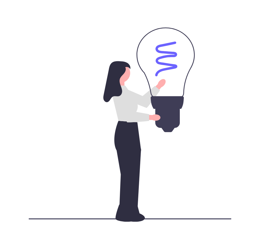Flat Minimalist Illustration Of Person Holding Idea Lightbulb