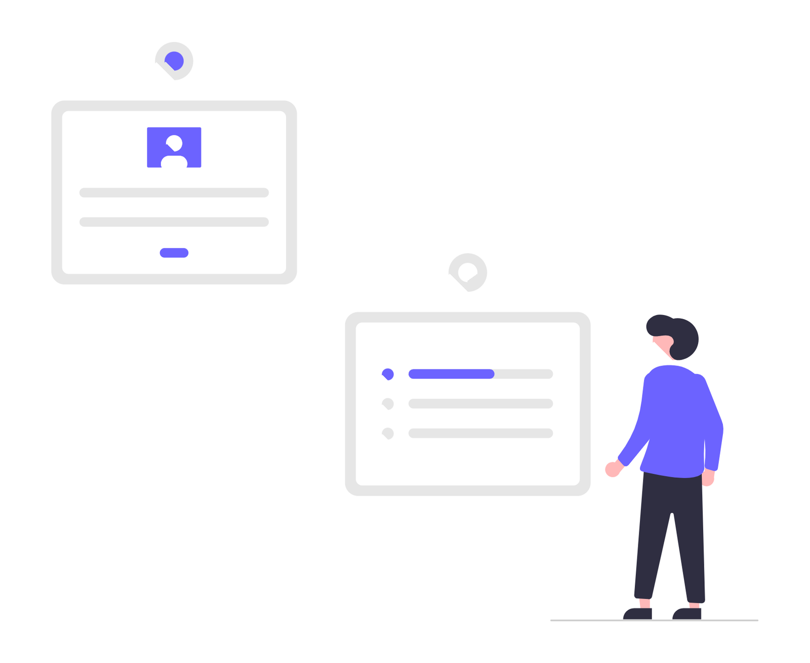 Flat Minimalist Illustration Of Person Interacting With User Interface
