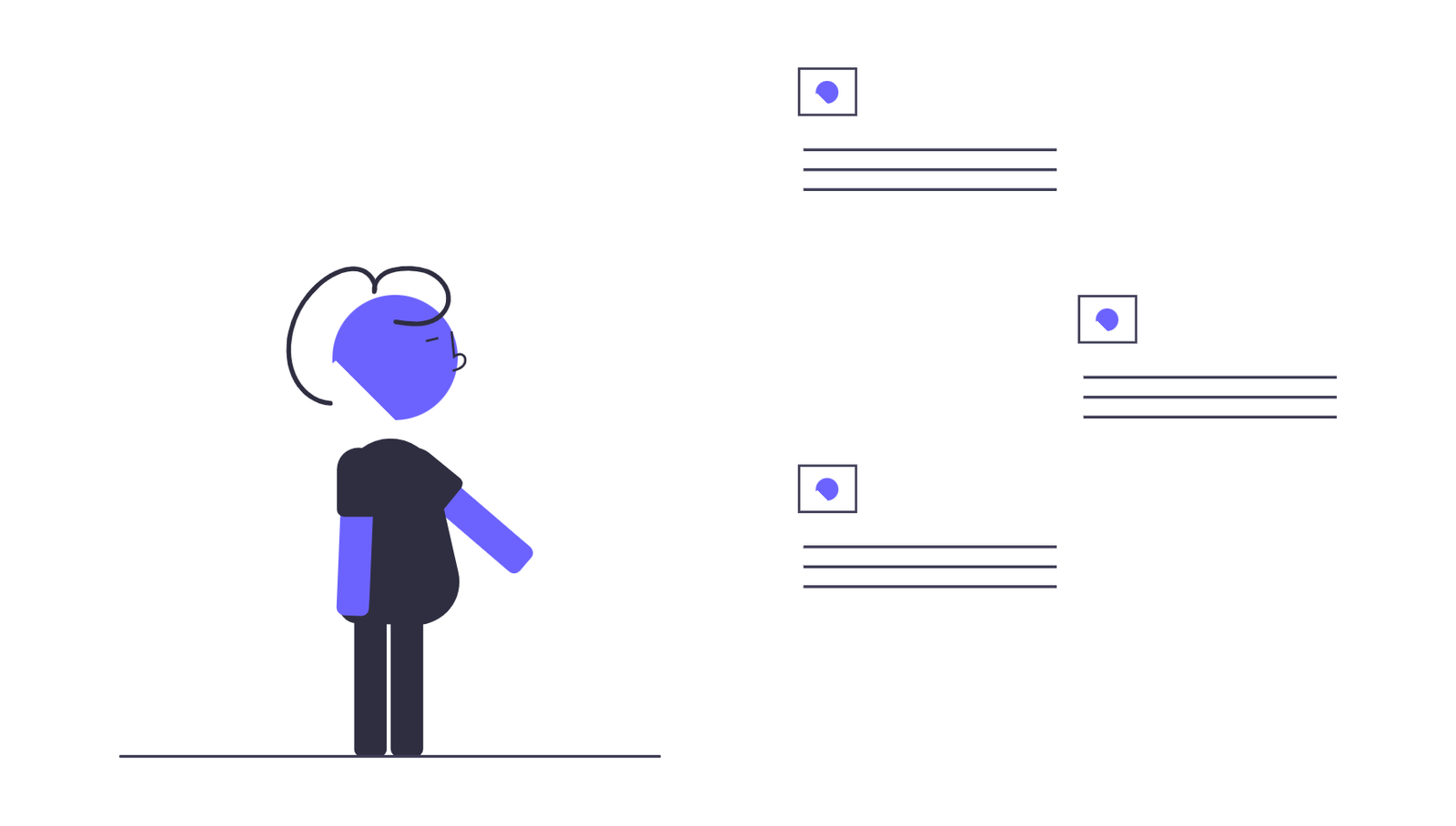 Flat Minimalist Illustration Of Person Receiving Digital Notifications