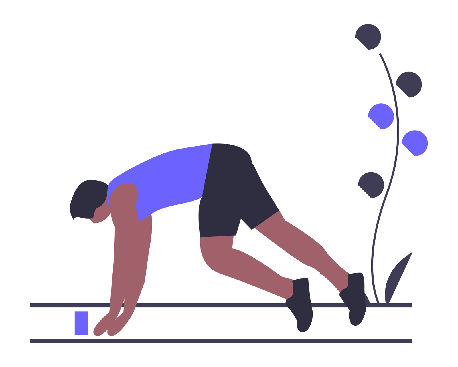 Flat Minimalist Illustration Of Person In Athletic Starting Position