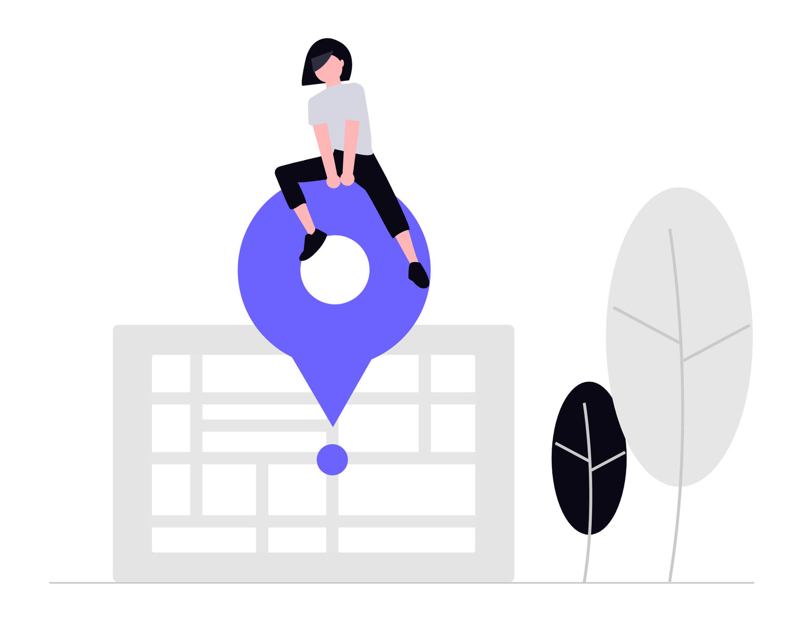 Flat Minimalist Illustration Of Person On Map Location Pin