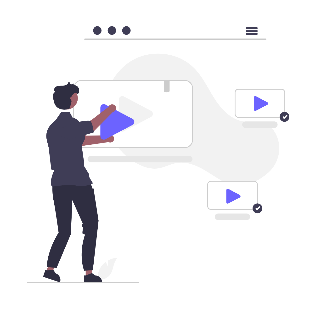 Flat Minimalist Illustration Of Person With Video Content Management