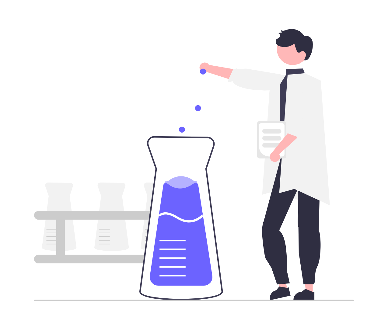 Flat Minimalist Illustration Of Scientist Conducting Lab Experiment