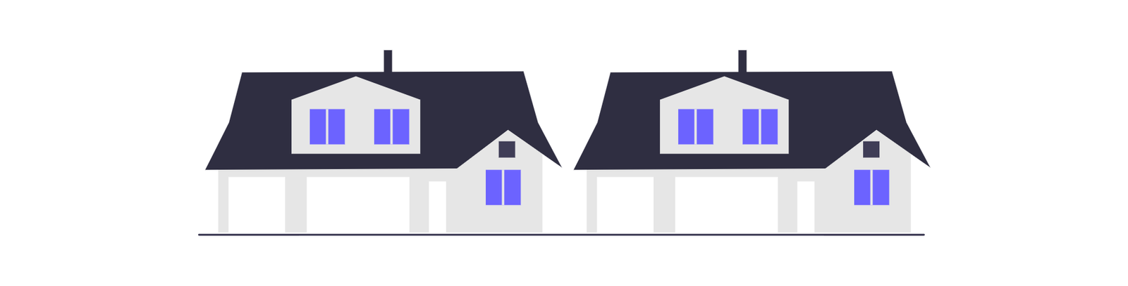 Flat Minimalist Illustration Of Two Modern Residential Houses