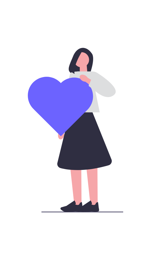 Flat Minimalist Illustration Of Woman Holding A Purple Heart