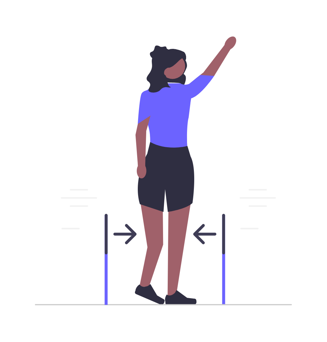 Flat Minimalist Illustration Of Woman Measuring Space Or Distance
