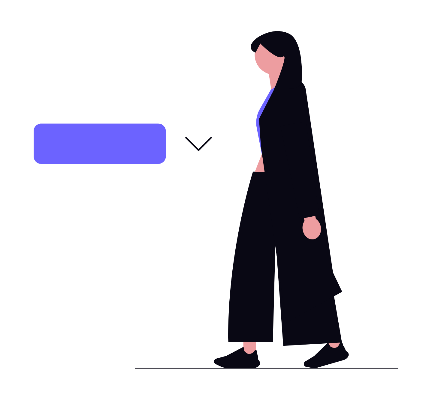 Flat Minimalist Illustration Of Woman Pointing To UI Element