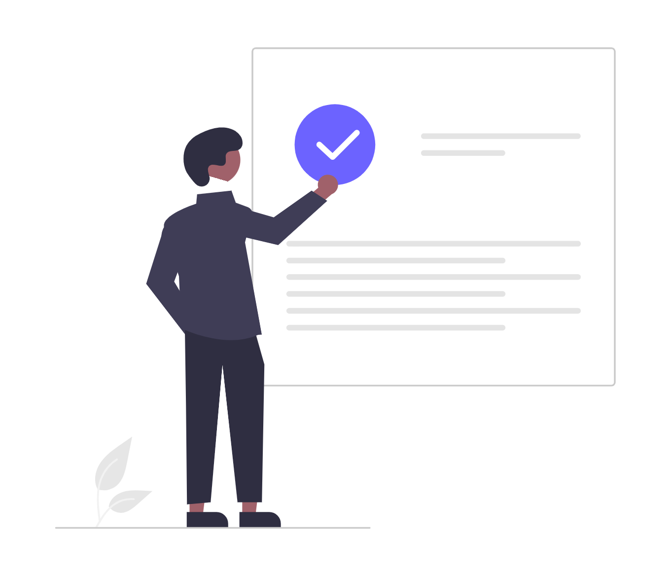 Flat Minimalist Illustration Of A Businessman Completing A Checklist Task