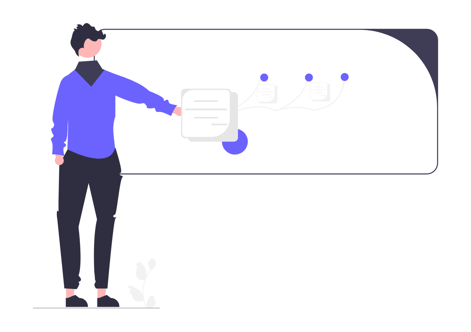 Flat Minimalist Illustration Of A Man Presenting Data Information Flow