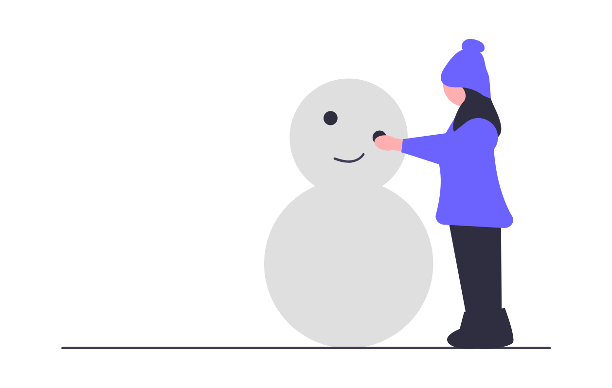 Flat Minimalist Illustration Of A Person Building A Snowman