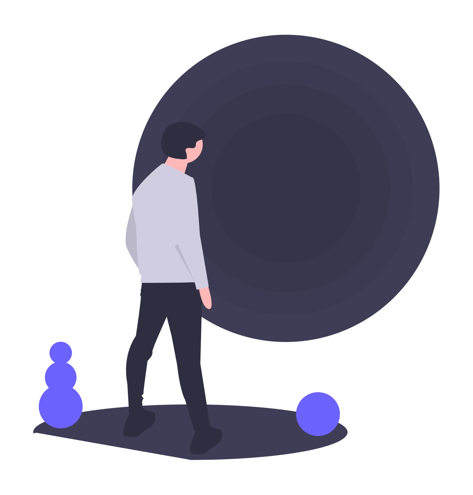 Flat Minimalist Illustration Of A Person Looking Into A Dark Circle