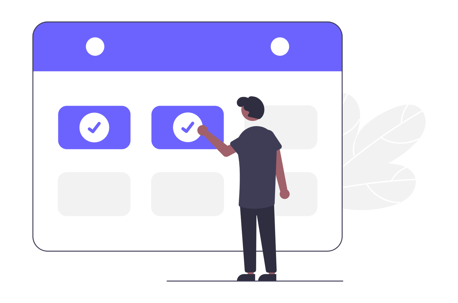 Flat Minimalist Illustration Of A Person Managing Schedule On Calendar