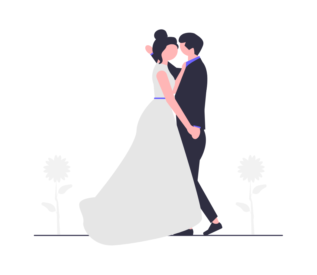 Flat Minimalist Illustration Of A Wedding Couple Embracing